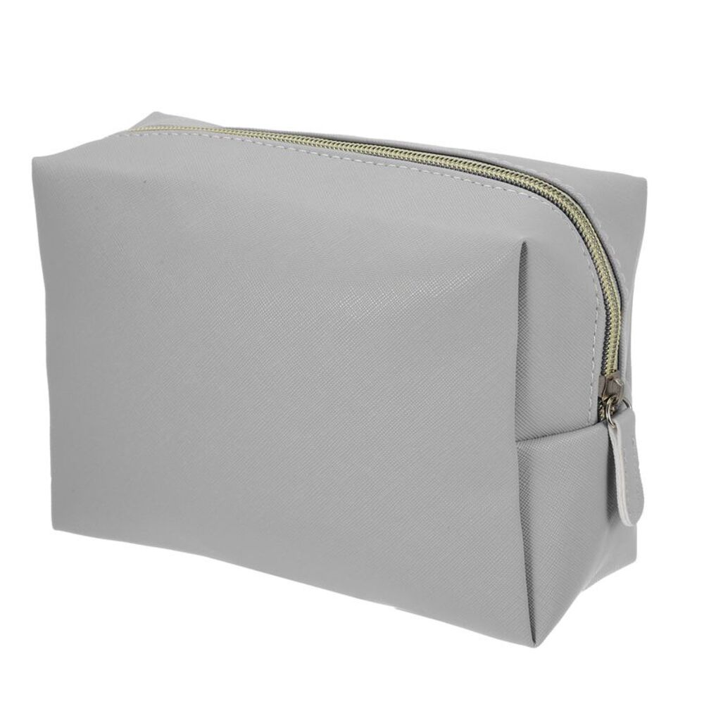 PU Leather Travel Large Make Up Brush Organizer Toiletry L Size Gray